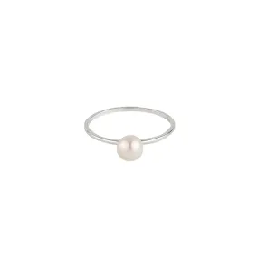 Single Dainty Pearl Ring - Silver