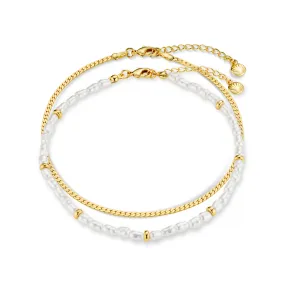 Snake Chain & Pearl Anklet 2 Pack