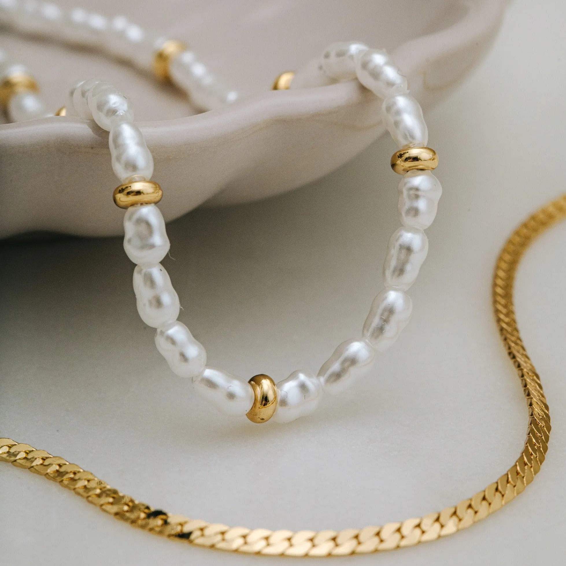 Snake Chain & Pearl Anklet 2 Pack