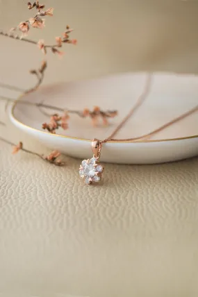 Solitaire Cluster Rose Gold Plated Sterling Silver Pendant