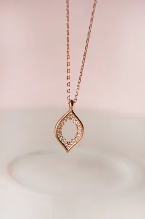 Sparkling Evil Eye Rose Gold Plated Sterling Silver Pendant Necklace