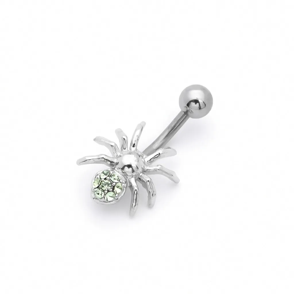 Spider Belly Button Ring - Green