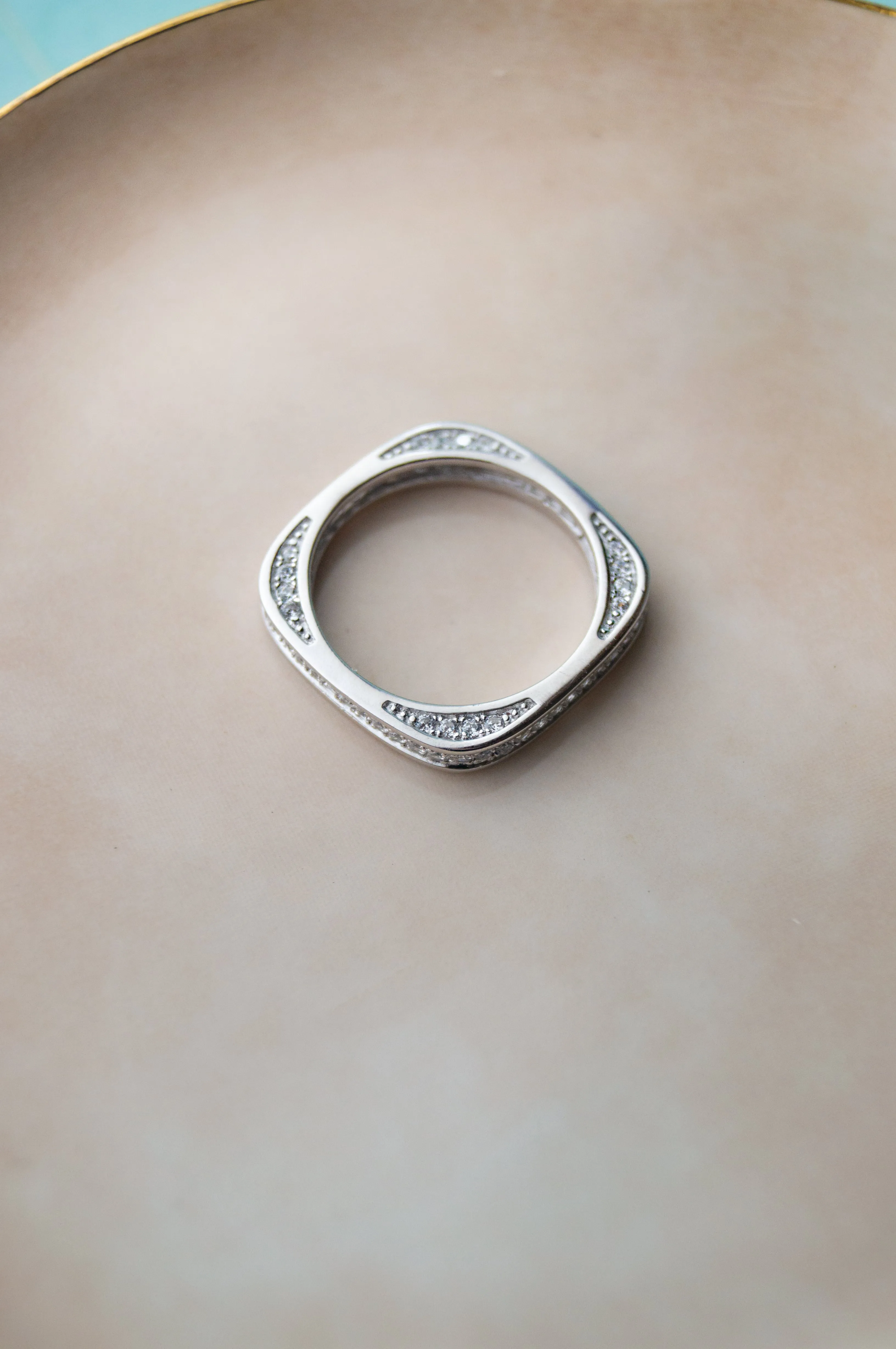 Square Or Circle Sterling Silver Ring