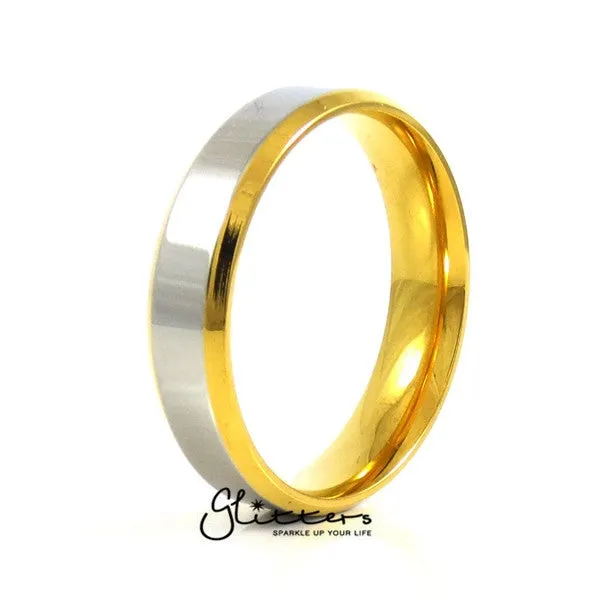 Stainless Steel 6mm Wide 2-Tone Polished Center Band Ring