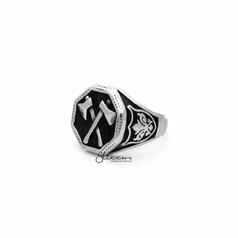 Stainless Steel Ax Hexagon Shape Casting Men's Rings