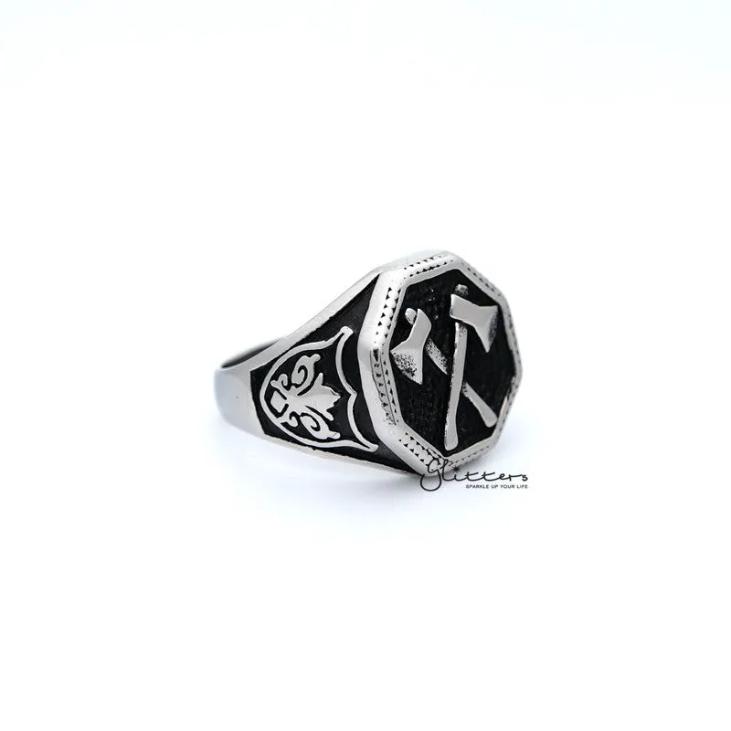 Stainless Steel Ax Hexagon Shape Casting Men's Rings