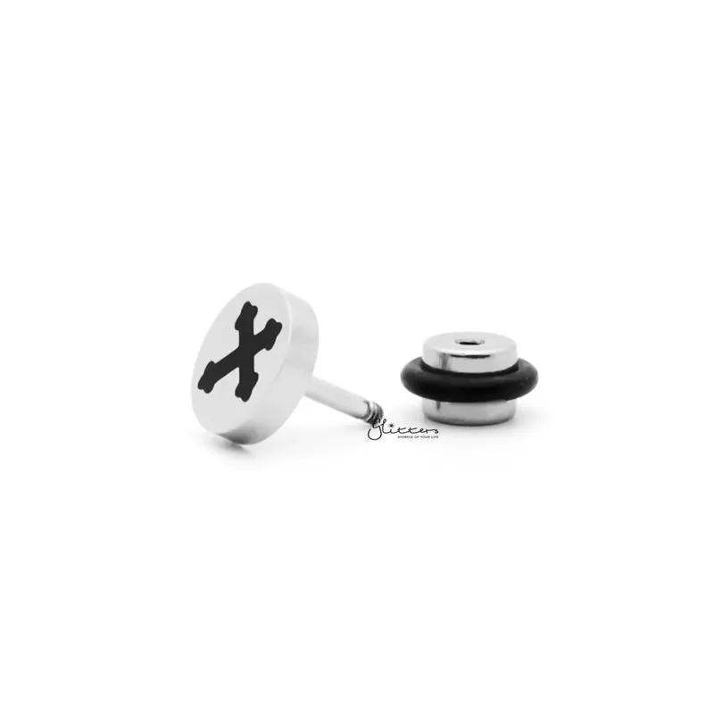 Stainless Steel Botonee Cross Fake Plug Earring