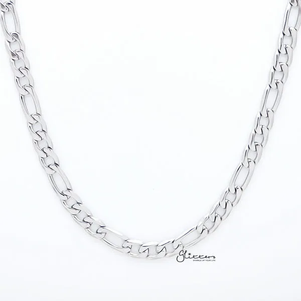 Stainless Steel Figaro Chain Men's Necklaces - 6mm width | 61cm length