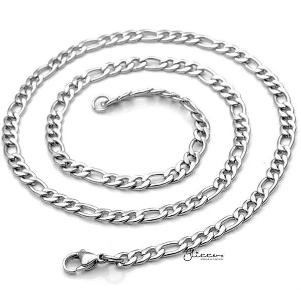 Stainless Steel Figaro Chain Men's Necklaces - 6mm width | 61cm length