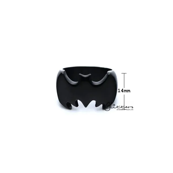 Stainless Steel Glossy Batman Casting Men's Rings - Black