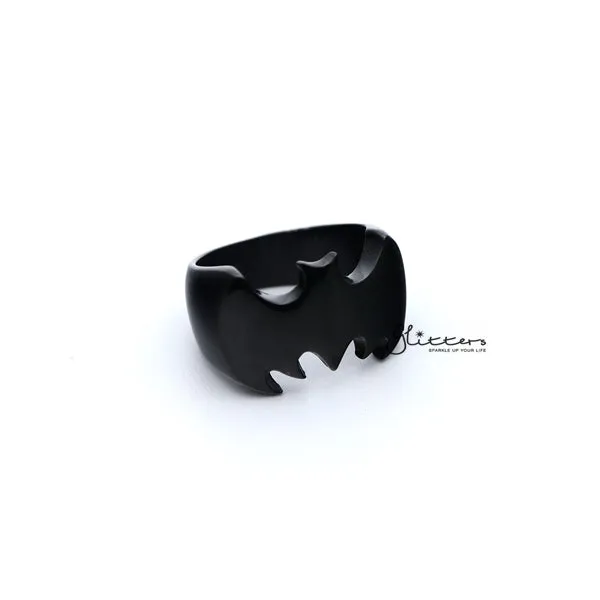 Stainless Steel Glossy Batman Casting Men's Rings - Black