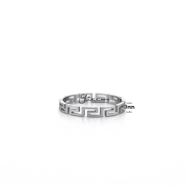 Stainless Steel Greek Key Women's Ring