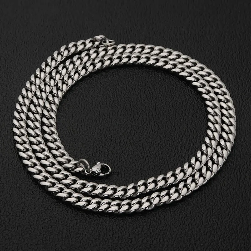 Stainless Steel Miami Cuban Curb Chain Necklace - 6mm Width