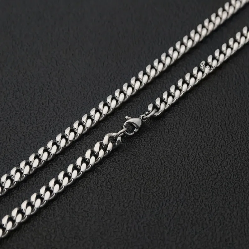 Stainless Steel Miami Cuban Curb Chain Necklace - 6mm Width