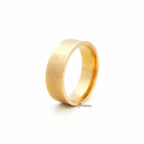 Stainless Steel Our Father Prayer Band Ring - Gold