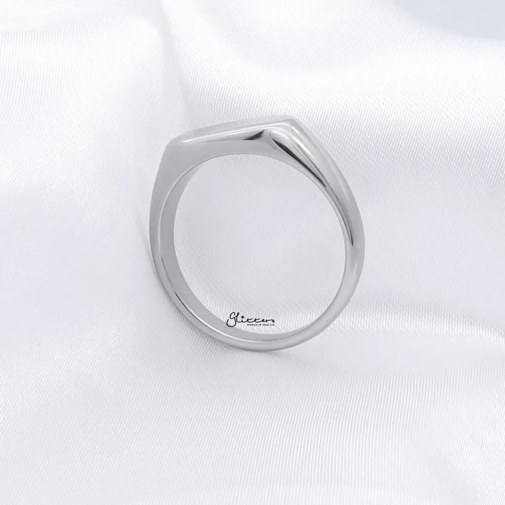 Stainless Steel Rectangle Signet Ring - Silver