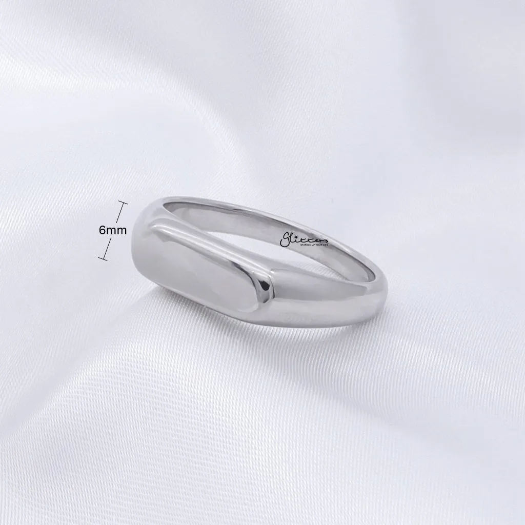 Stainless Steel Rectangle Signet Ring - Silver