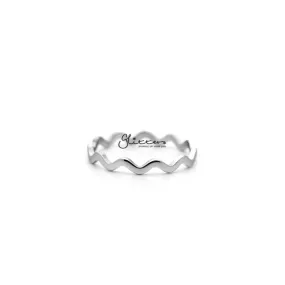 Stainless Steel Wavy Women's Rings - Silver