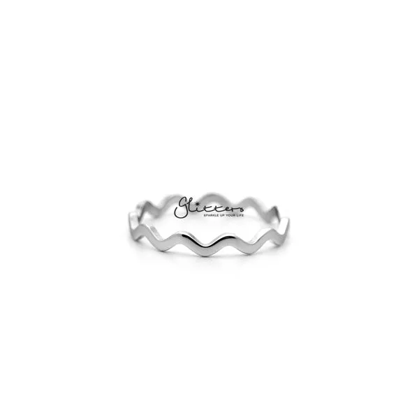 Stainless Steel Wavy Women's Rings - Silver