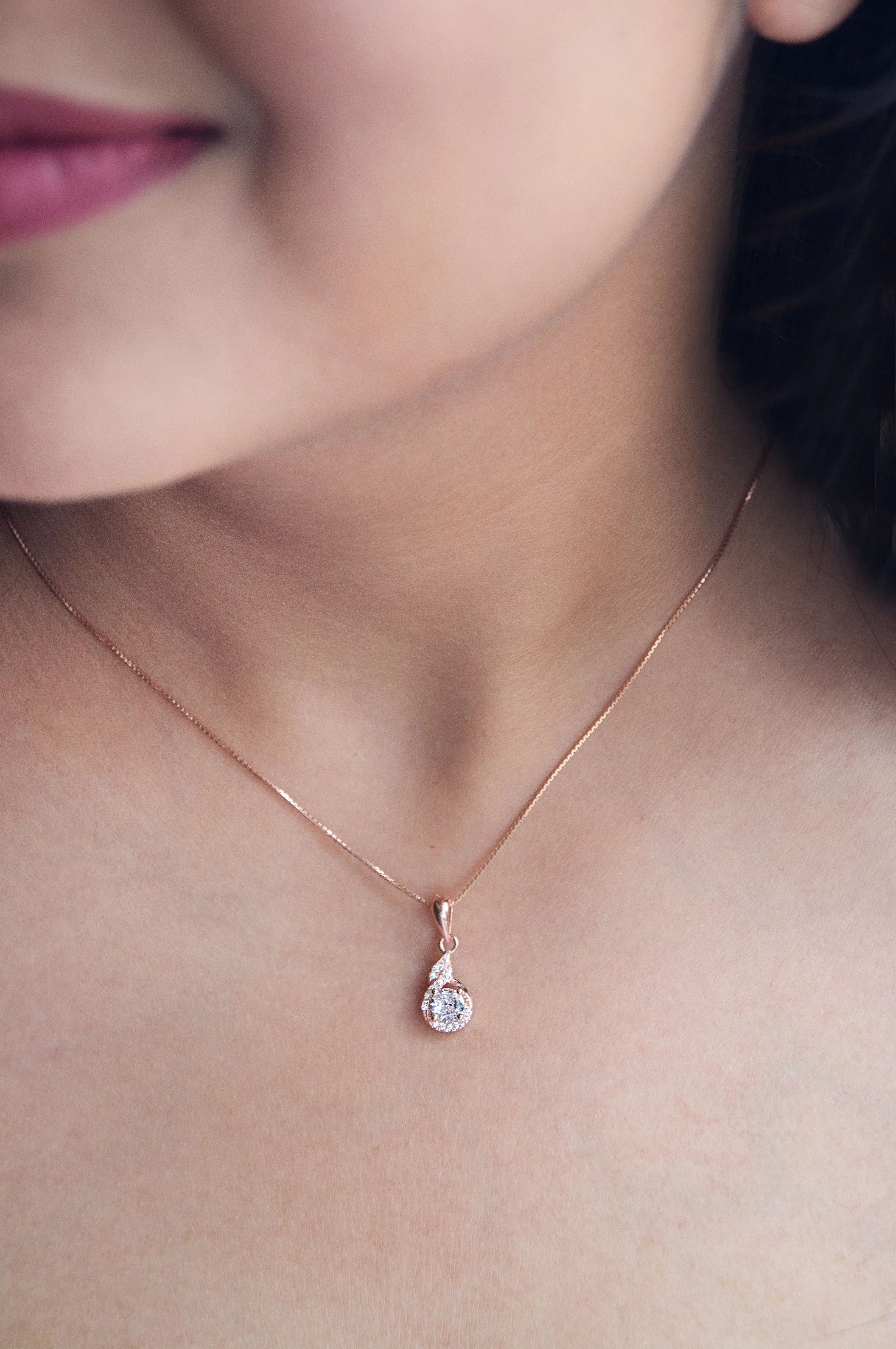 Stellar Solitaire Rose Gold Plated Sterling Silver Pendant