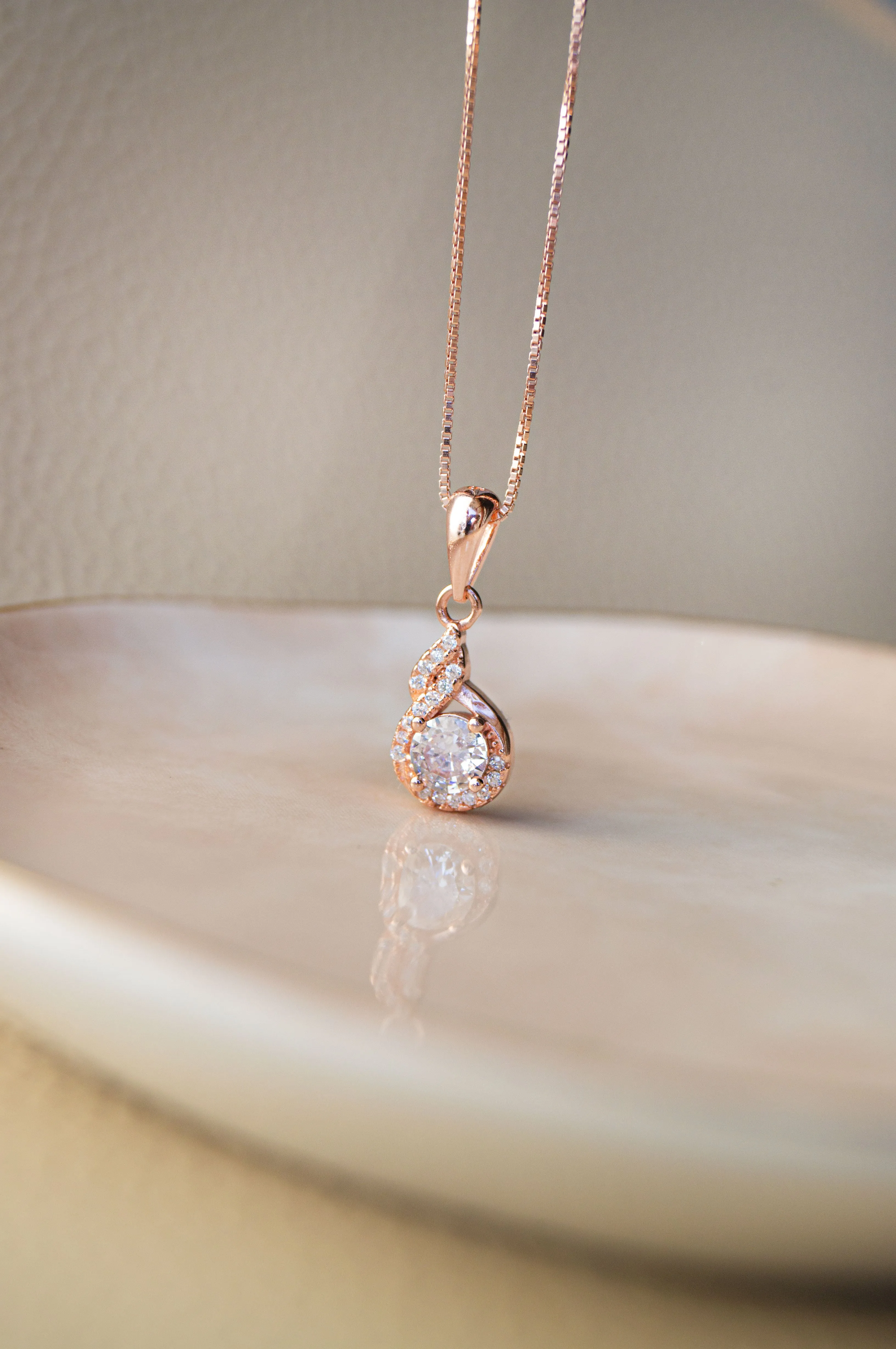 Stellar Solitaire Rose Gold Plated Sterling Silver Pendant