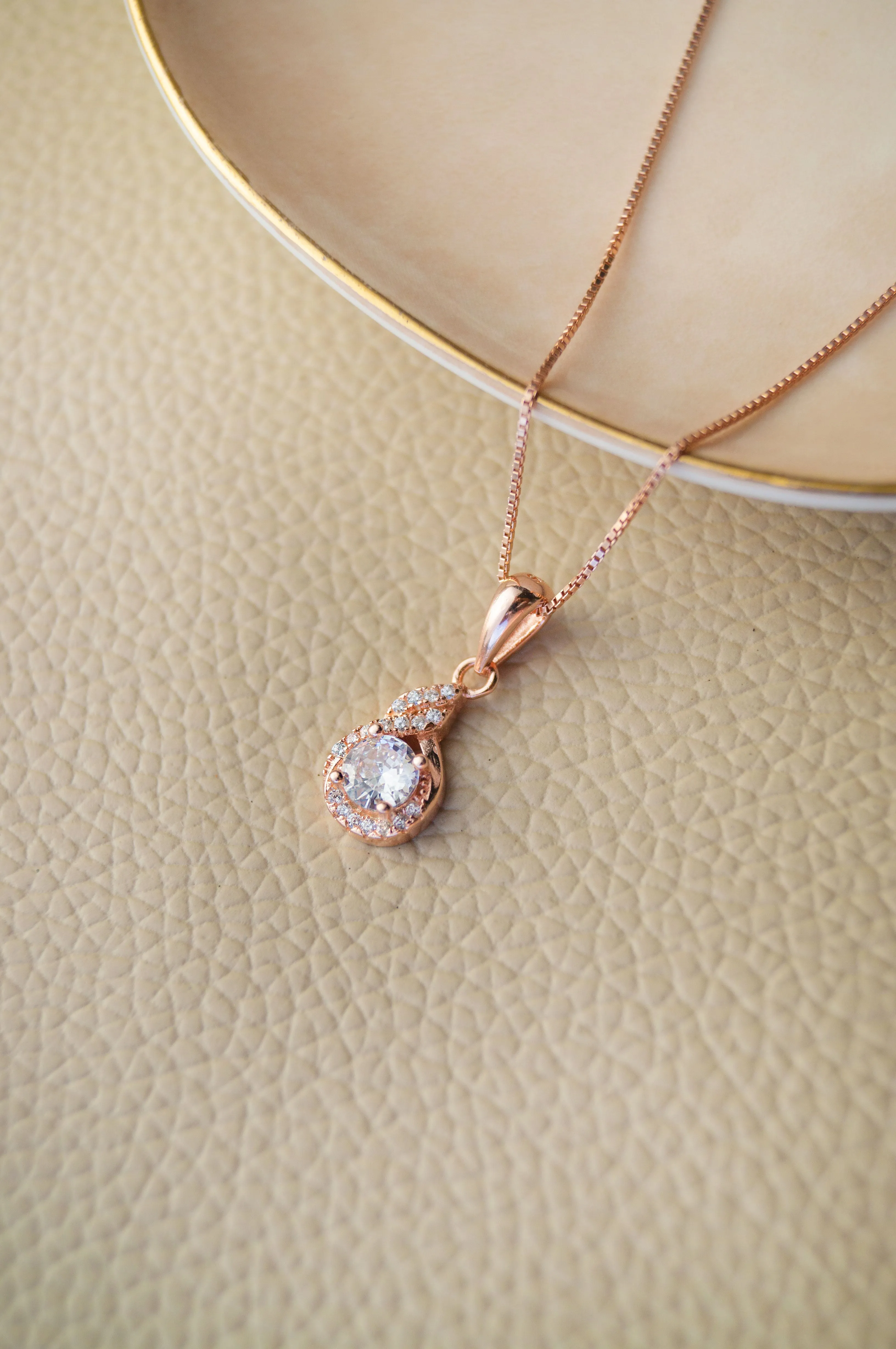 Stellar Solitaire Rose Gold Plated Sterling Silver Pendant