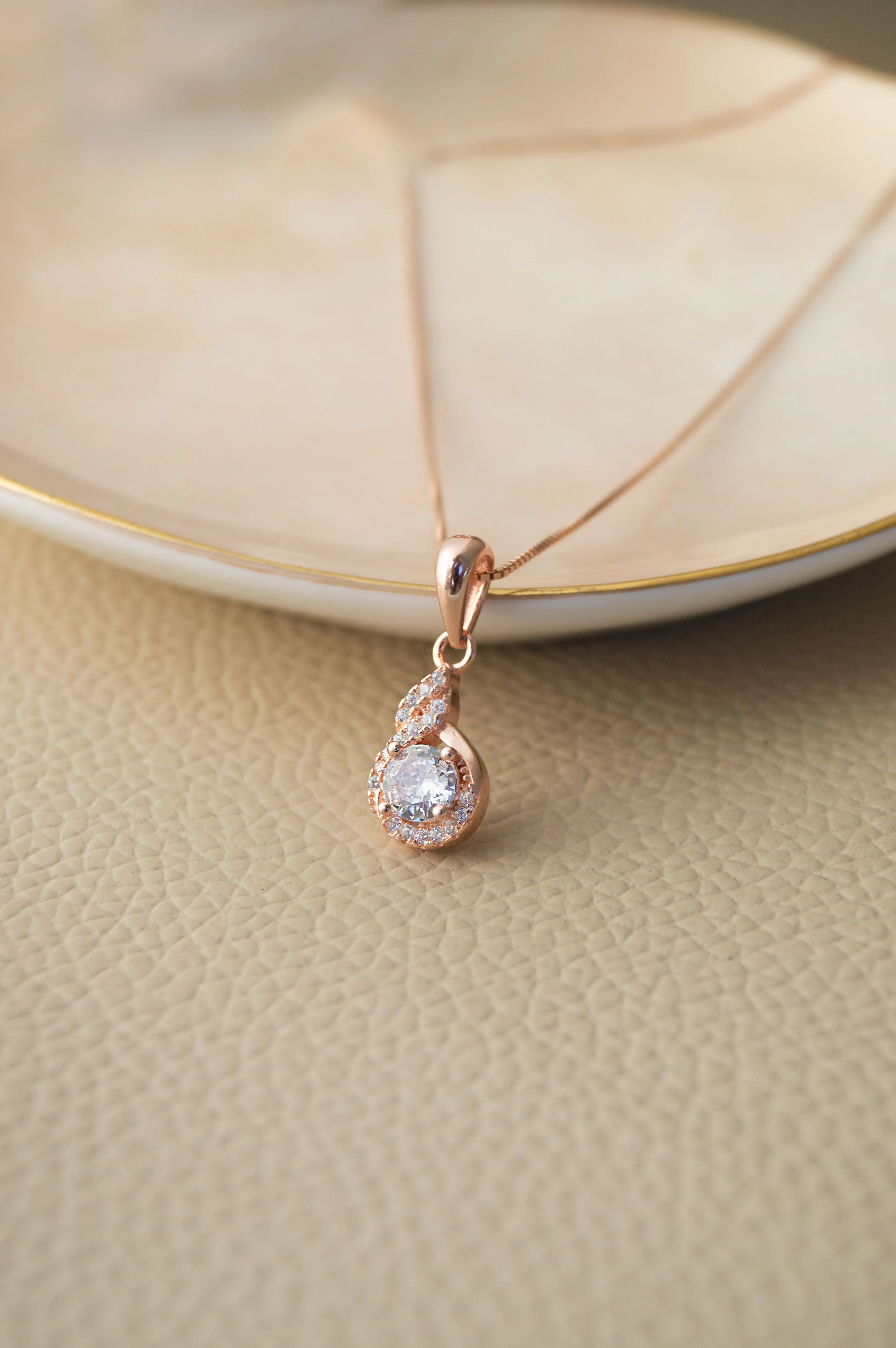 Stellar Solitaire Rose Gold Plated Sterling Silver Pendant