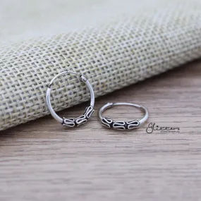 Sterling Silver Bali Hoop Sleeper Earrings - 14mm - SSE0245