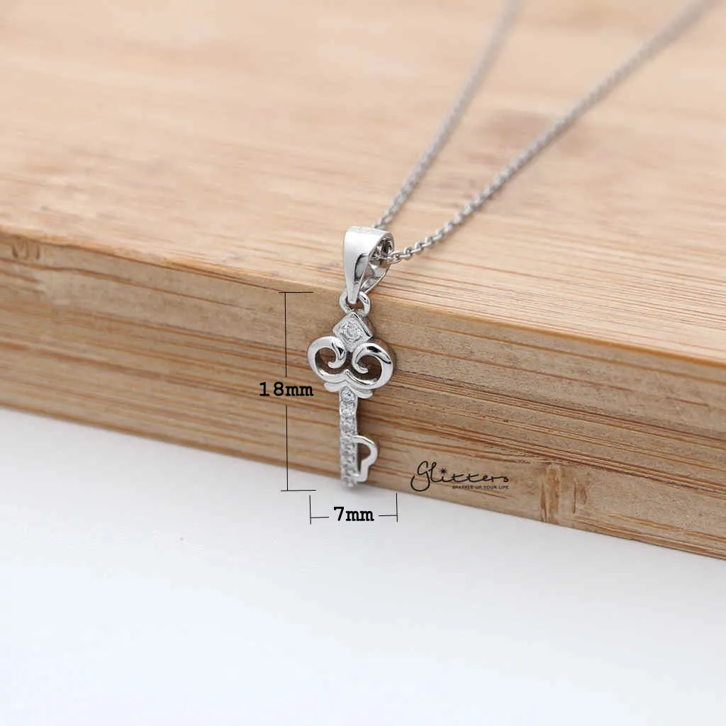 Sterling Silver C.Z Key Women's Necklace