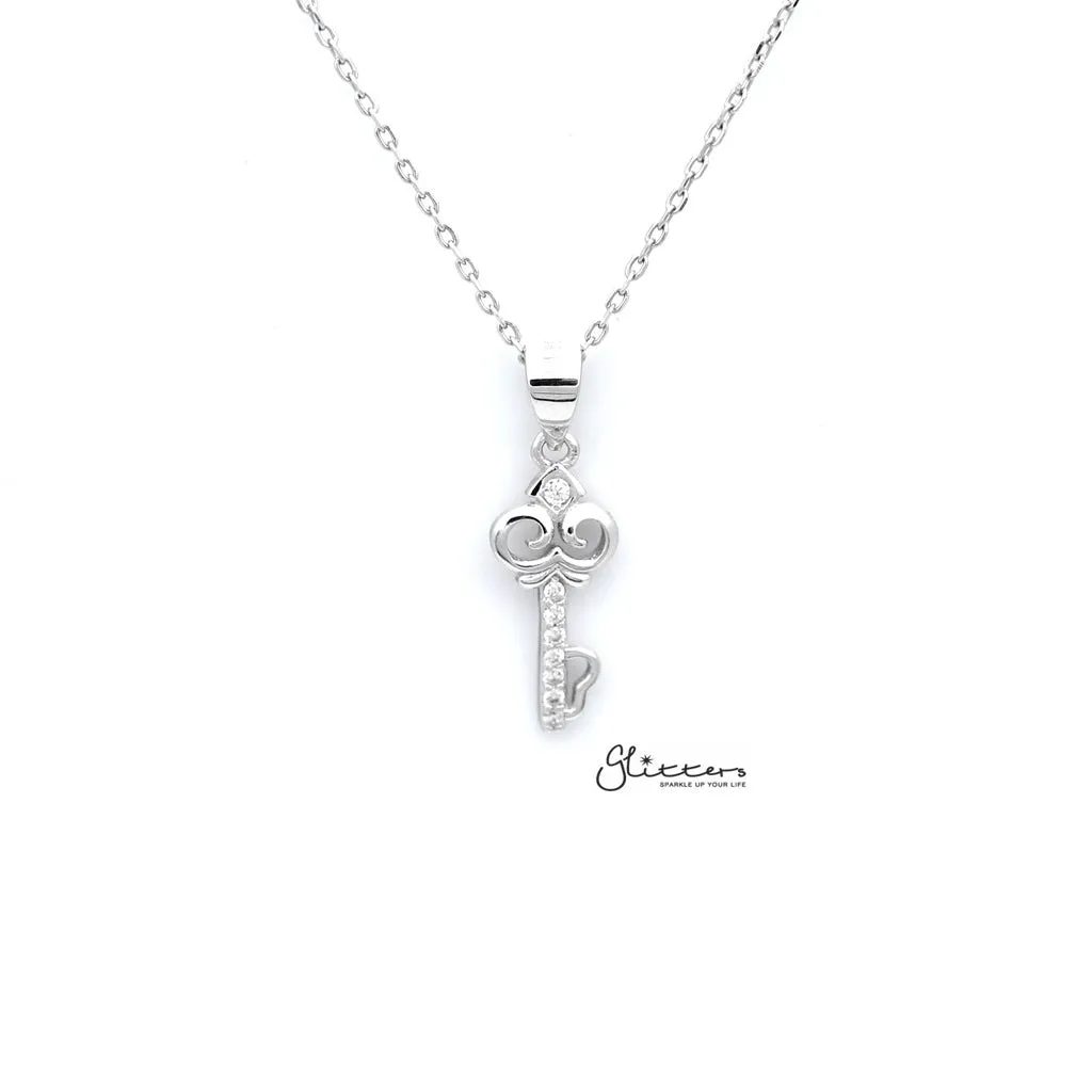 Sterling Silver C.Z Key Women's Necklace