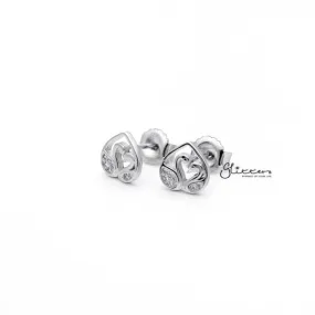 Sterling Silver C.Z Paved Swans Women's Stud Earrings