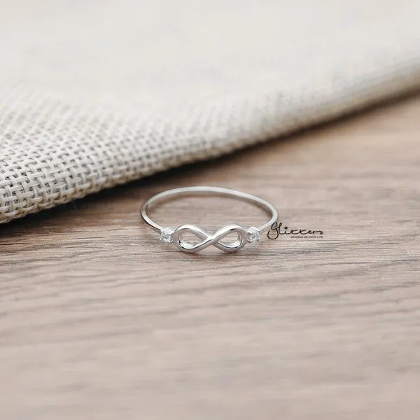 Sterling Silver Infinity Ring with Cubic Zirconia