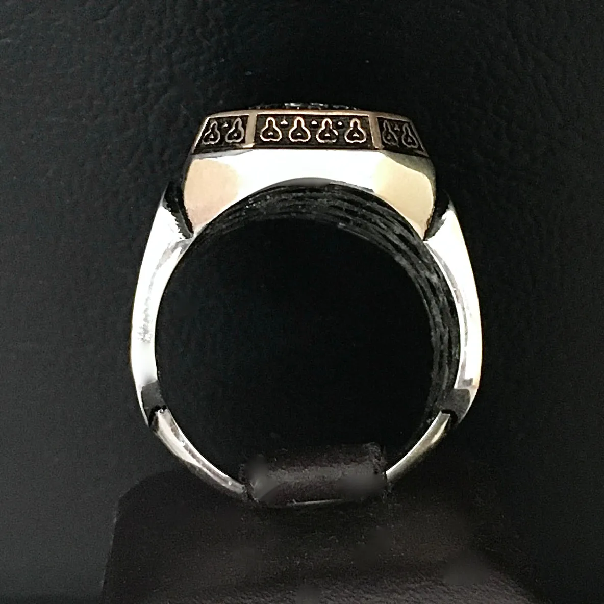 Sterling Silver Men's Turkish Signet Ring Crescent Star Double Headed Eagle