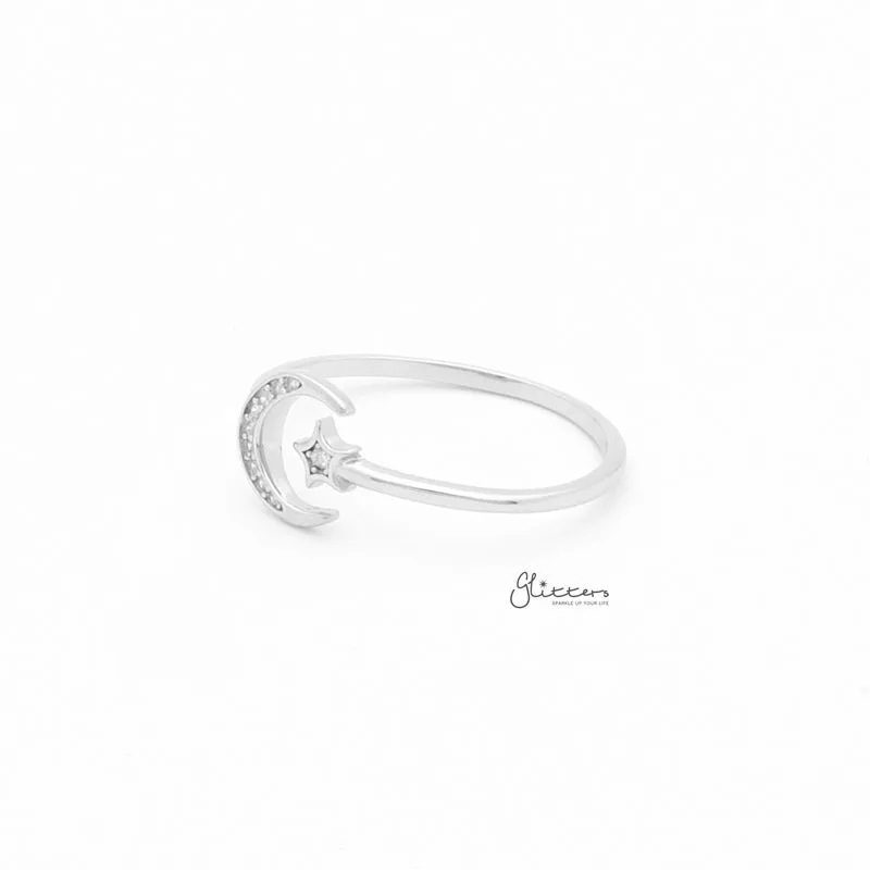 Sterling Silver Moon & Star Ring