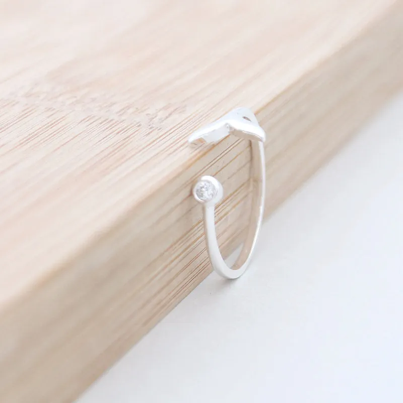 Sterling Silver Whale Tail with CZ Ring