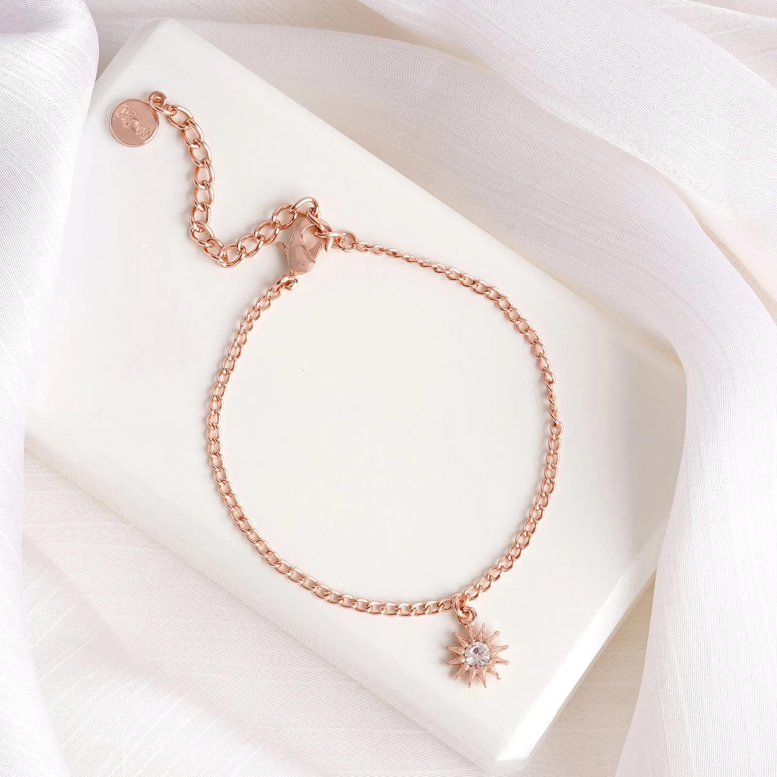 Sunday Rhinestone Rosegold Bracelet Charm