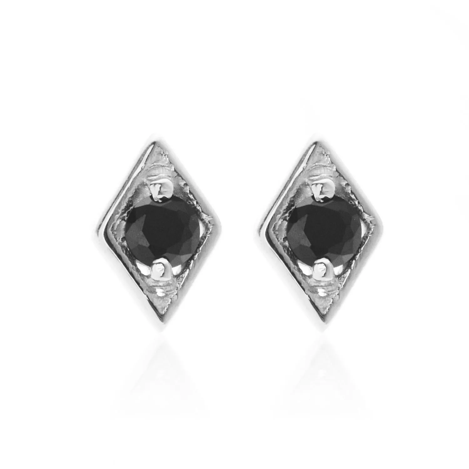 Superfine / Earrings / Keepsake Studs / Black Spinel   Silver