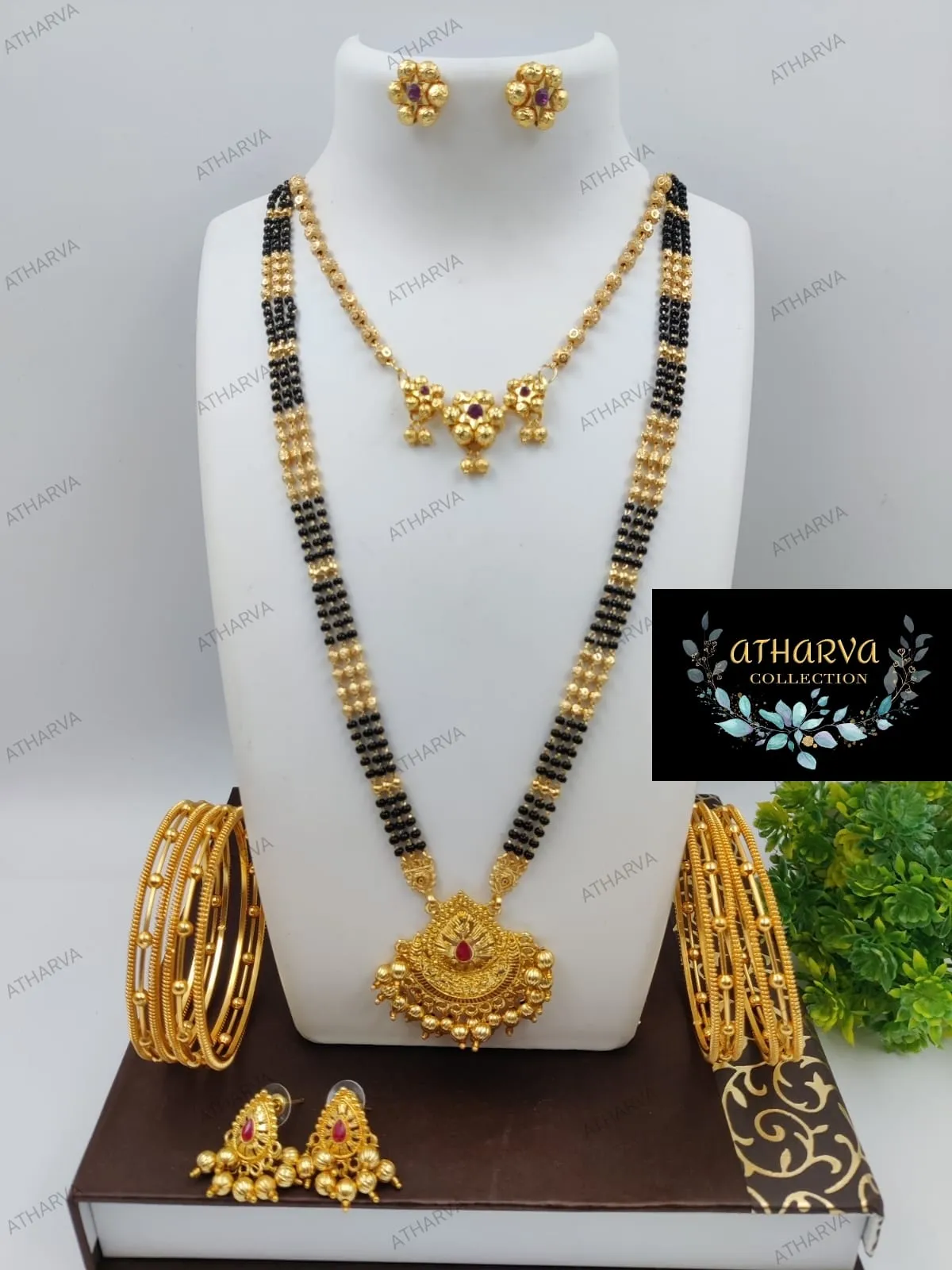 Tarangini , Mangal Sutra Set with Combo Marathi Jewellery -KARTI001MJ