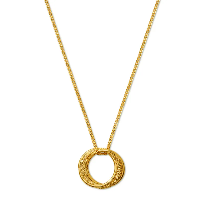 Textured Interlocking Open Circle Necklace