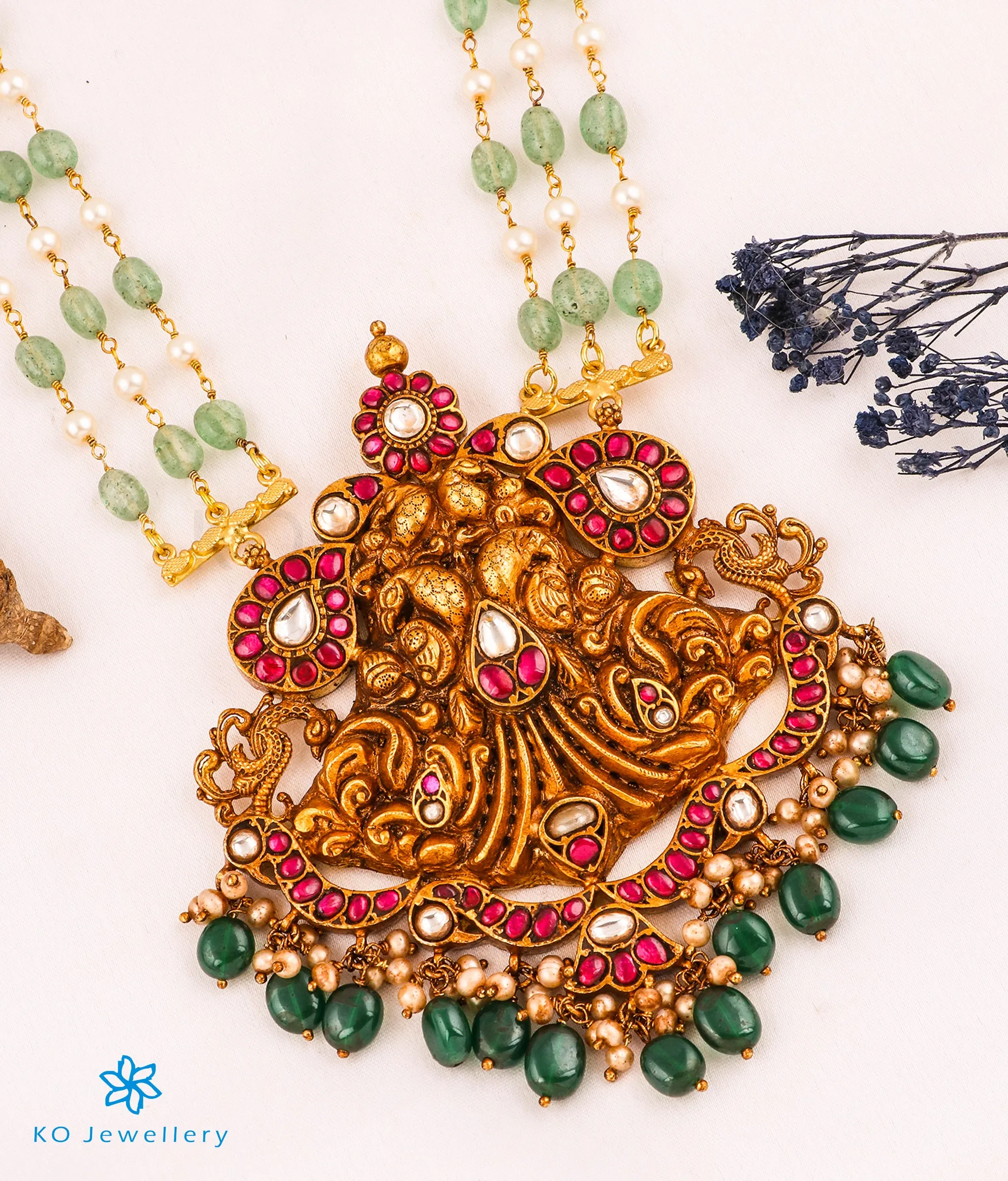 The Sarv Silver Kundan Peacock Necklace