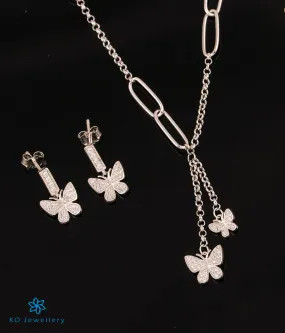 The Shining Butterflies Silver Necklace & Earrings