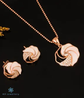 The Sparkling Swirl Silver Rosegold Pendant Set