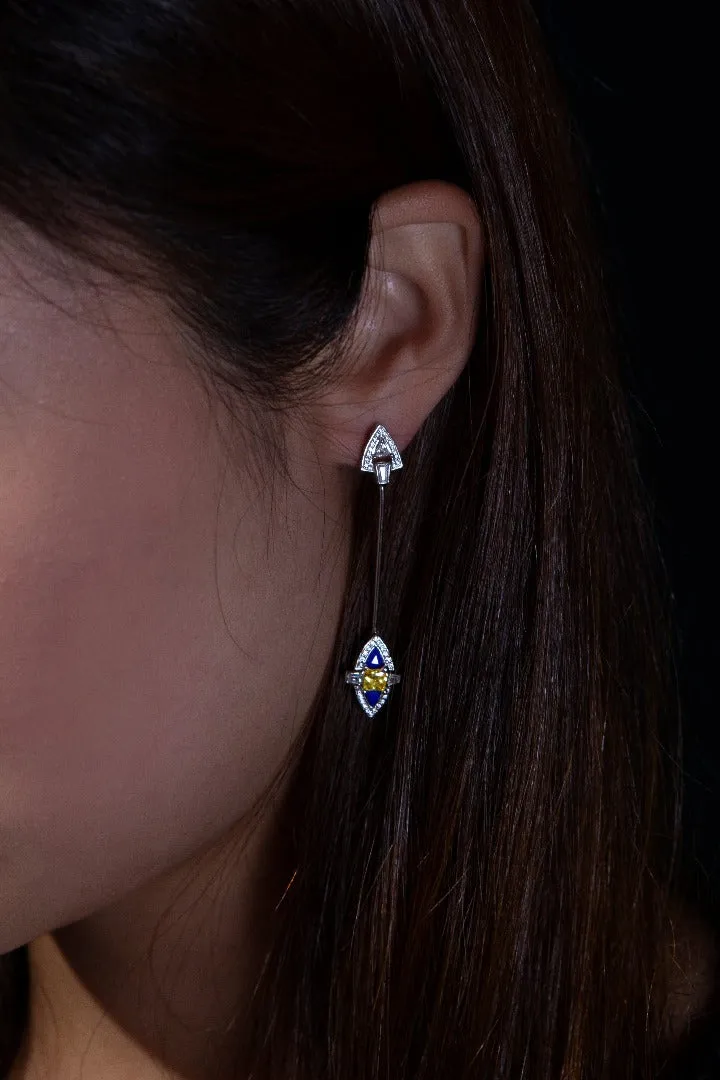 THIALH - Castle - Castle Night Two-Wear Lapis Brooch Earrings