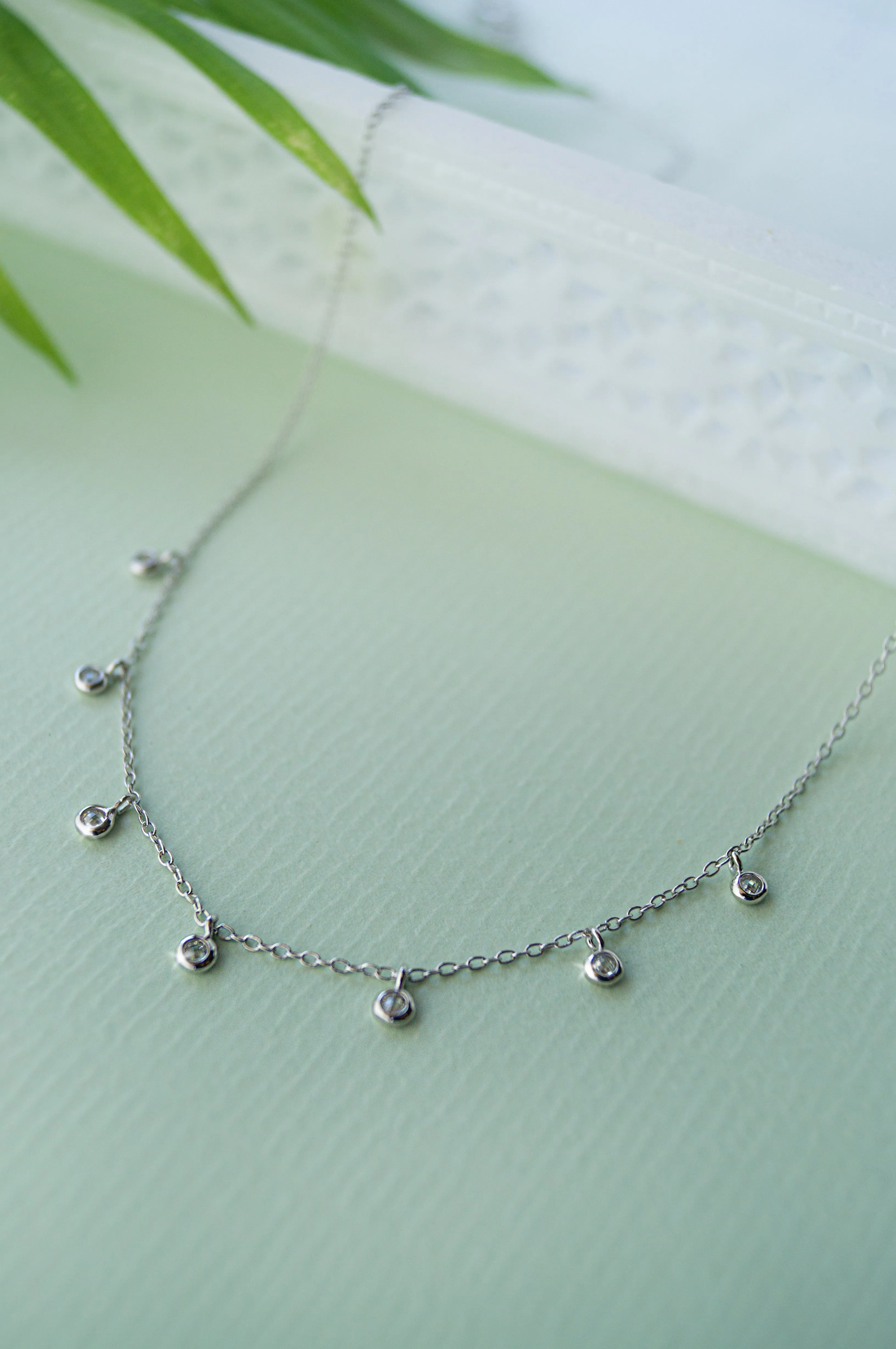 Tiny Solitaire Charms Sterling Silver Delicate Necklace