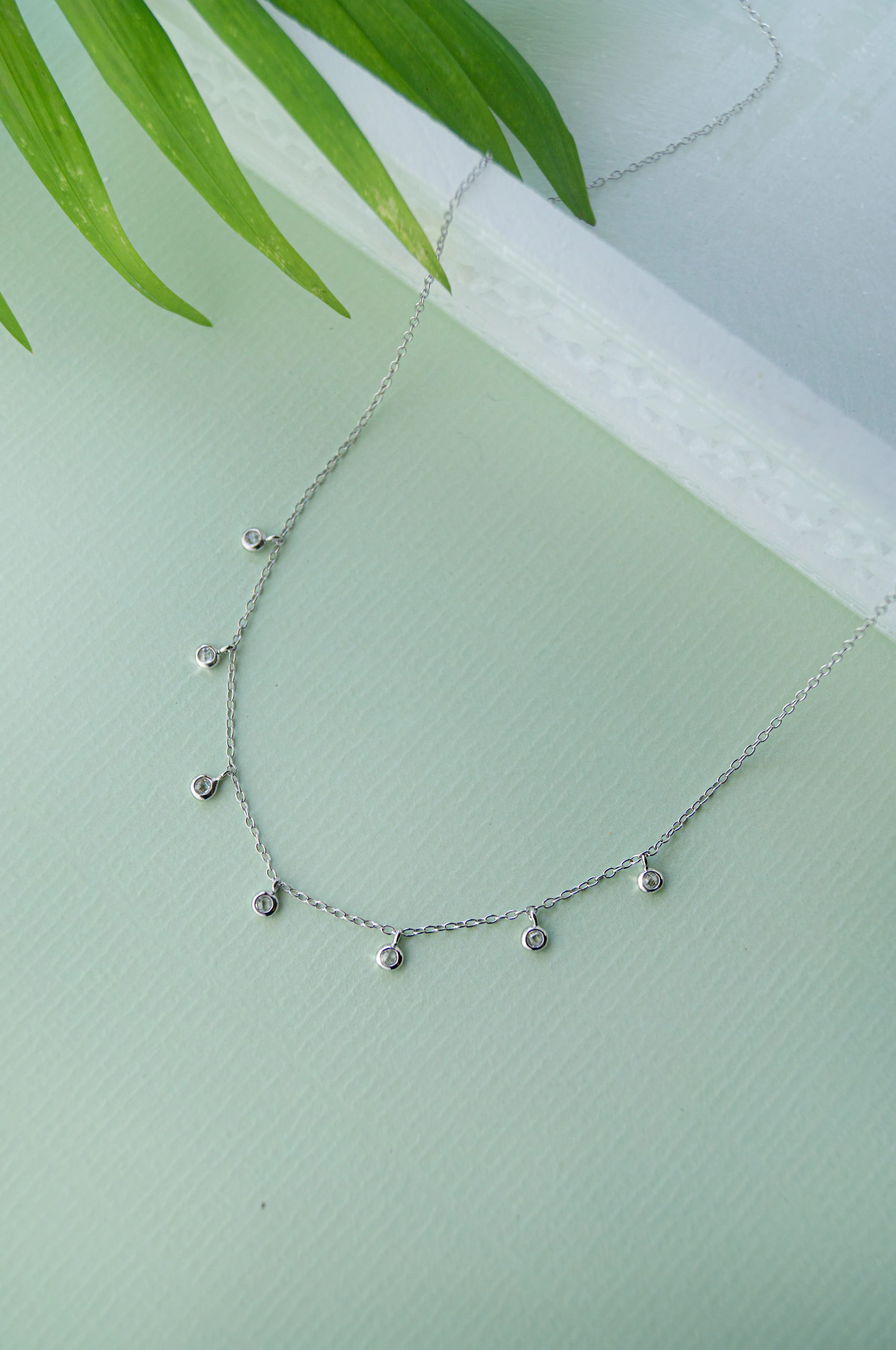 Tiny Solitaire Charms Sterling Silver Delicate Necklace