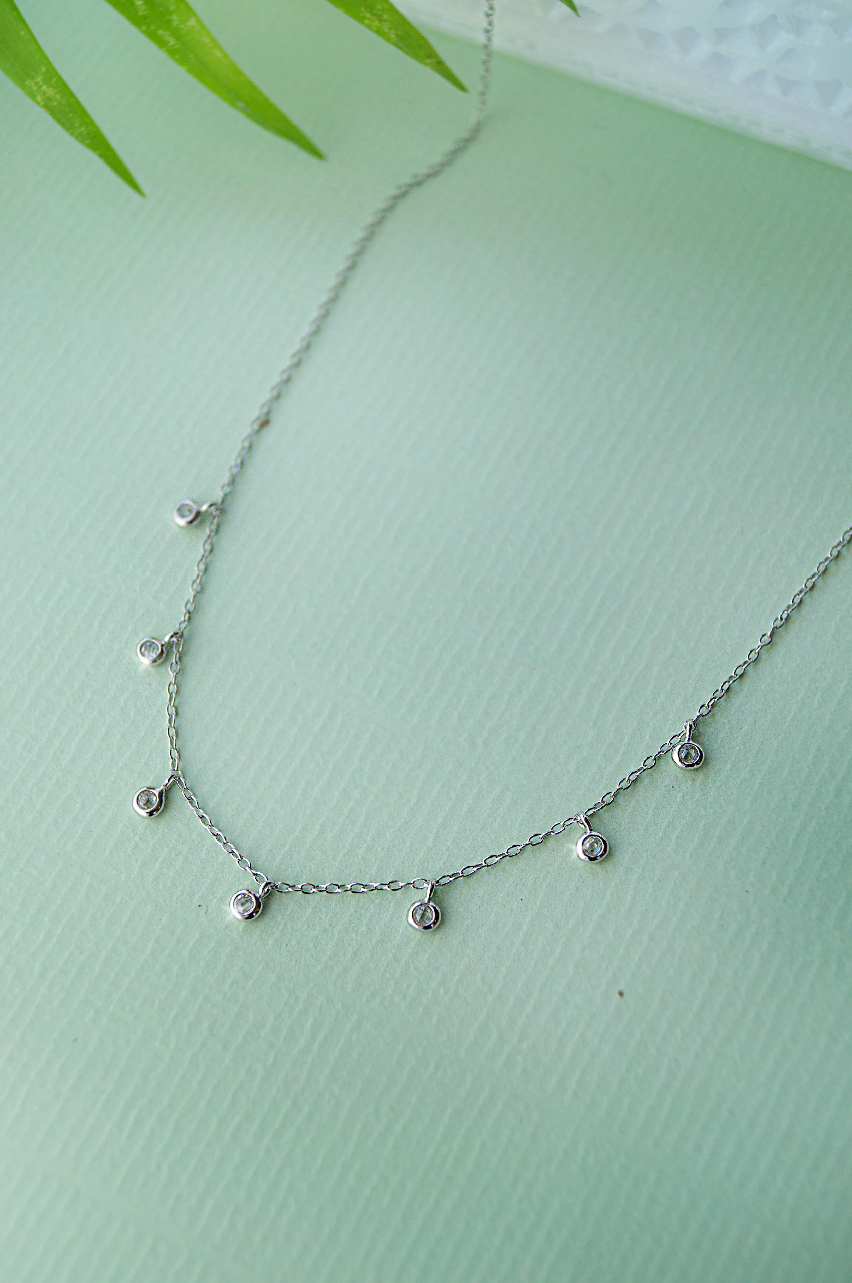 Tiny Solitaire Charms Sterling Silver Delicate Necklace