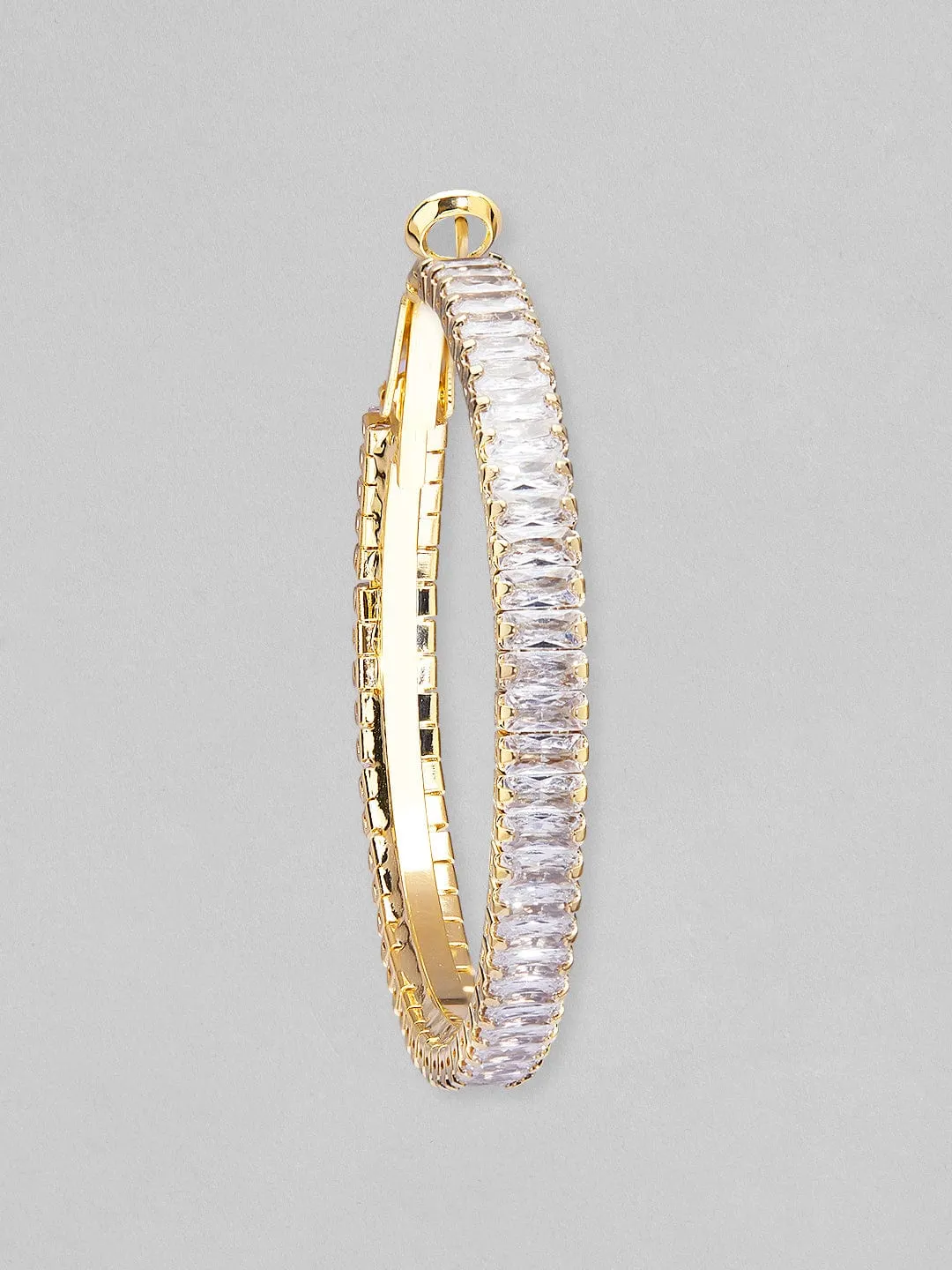 Tokyo Talkies Gold Plated Long Hoop Earrings Studded With American Diamonds