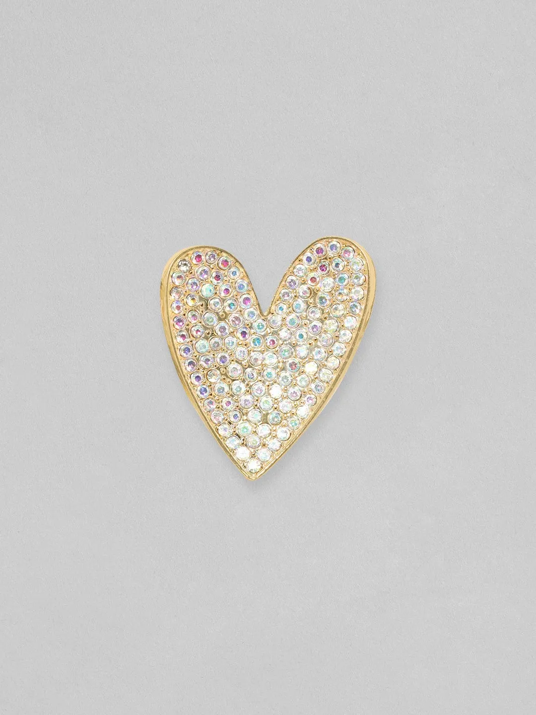 TOKYO TALKIES X Rubans 18K Gold Toned White Zircons Studded Heart Stud Earring