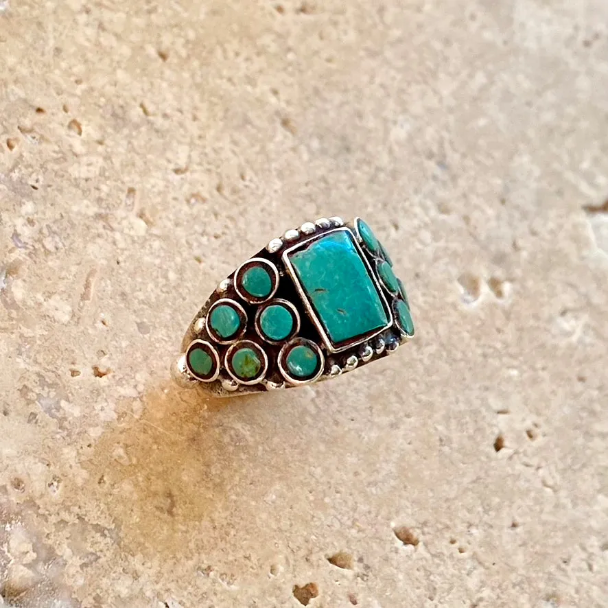 Turquoise Mosaic Ring Nepalese- Mojeka