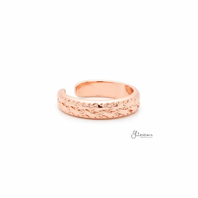 Twisted Rope Pattern Toe Ring - Rose Gold